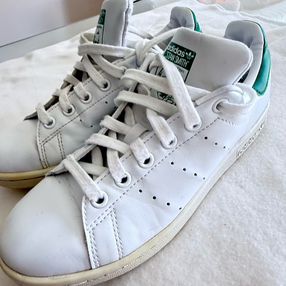 Adidas Kids White Sneakers with Green Details